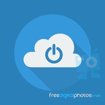 Cloud Computing Flat Icon. Power Button Stock Image