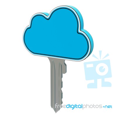 Cloud Computing Key Showing Internet Security Stock Image