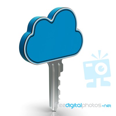 Cloud Computing Key Shows Internet Security Stock Image