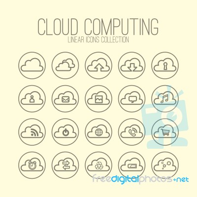 Cloud Computing Linear Icons Stock Image