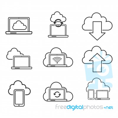 Cloud Icons Set,  Iconic Design Stock Image