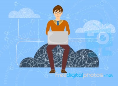 Cloud Save In Progress Computing Stock Image