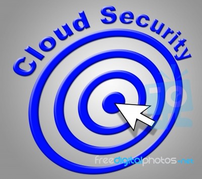 Cloud Security Shows Information Technology And Computer Stock Image