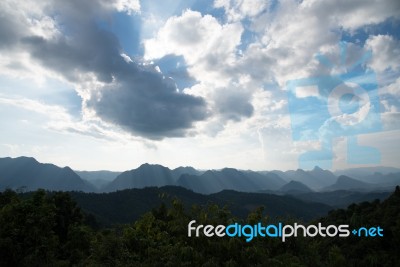 Cloudy Sky View Point At Monk Crubasai Stock Photo
