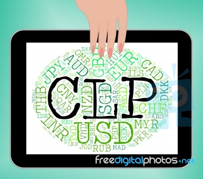 Clp Currency Shows Chilean Pesos And Broker Stock Image