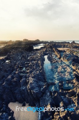 Coastline Area Of Sagres, Portugal Stock Photo