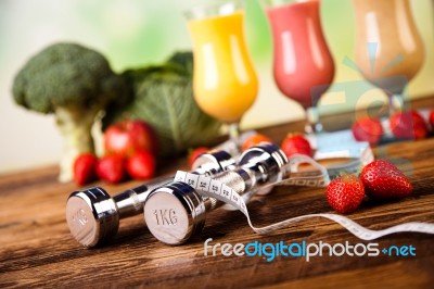 Cocktails With Fresh Fruits, Vitamin And Fitness Stock Photo