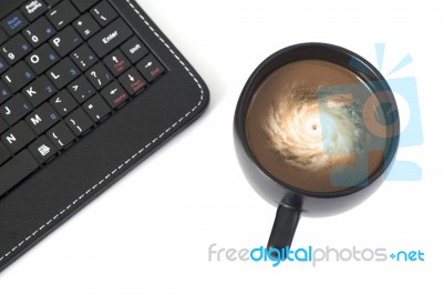 Coffee And Keyboard Stock Photo