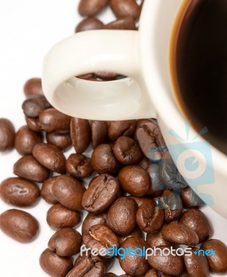 Coffee Beans Represents Hot Drink And Brown Stock Photo