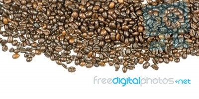 Coffee Beans Stripes Isolated In White Background Stock Photo