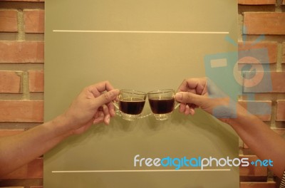 Coffee Clink Glasses Stock Photo