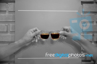 Coffee Clink Glasses Stock Photo