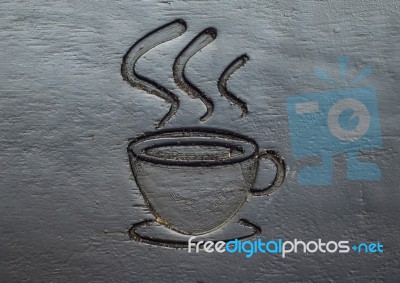 Coffee Cup Carve Stock Photo