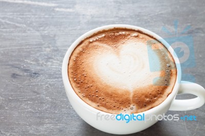 Coffee Cup On Grey Background Stock Photo