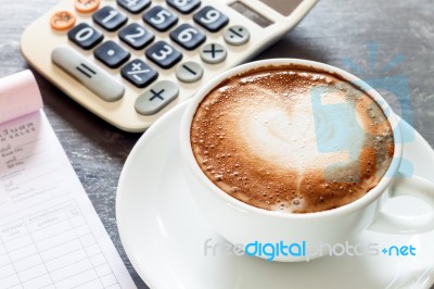 Coffee Cup On Work Station Stock Photo