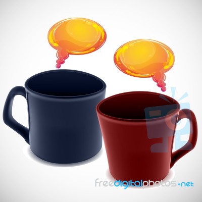 Coffee Mugs With Dialogue Bubble Stock Image