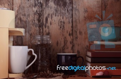 Coffee On Wooden Table Stock Photo