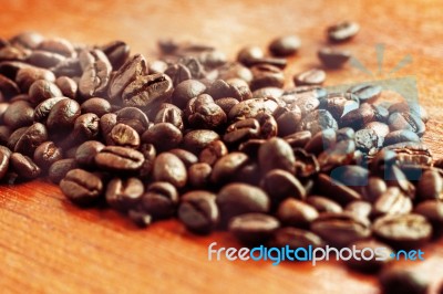 Coffee Roasted On Wooden Stock Photo