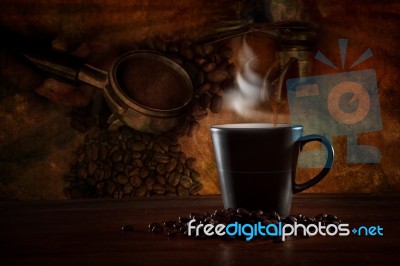 Coffee Scene With Coffee Making Equipment Stock Photo