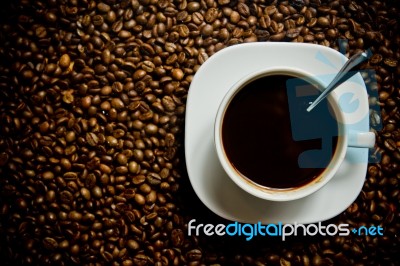 Coffee With Beans Stock Photo