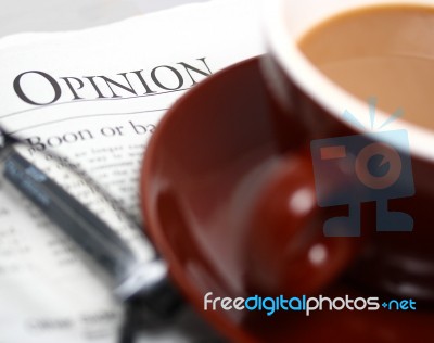 Coffee With Newspaper Stock Photo