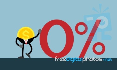 Coin Money Lean On Red Zero Percent Stock Image