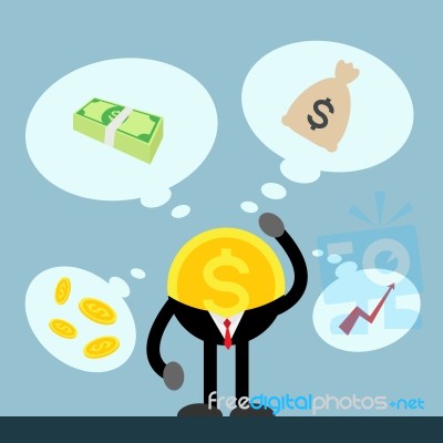 Coin Money Thinking Of Money ,bill ,coin ,bag And Trade Stock Image