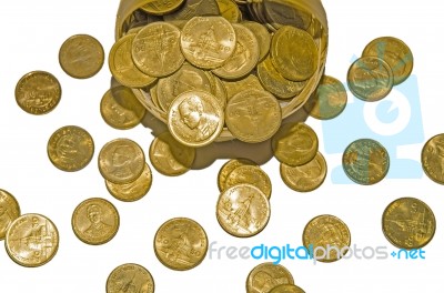 Coin Stack On White Background  Stock Photo