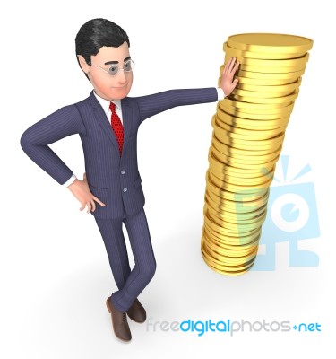 Coins Finance Means Business Person And Currency 3d Rendering Stock Image