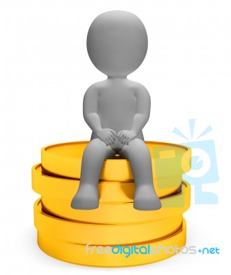 Coins Money Means Treasure Saver And Finances 3d Rendering Stock Image