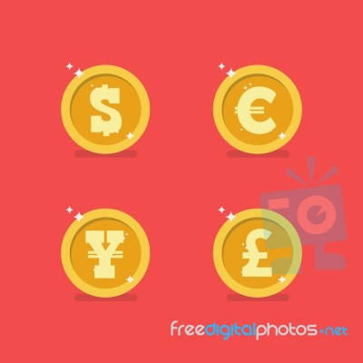 Coins Of Different Currencies Stock Image