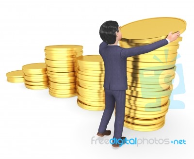 Coins Savings Means Business Person And Investment 3d Rendering Stock Image