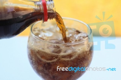 Cola With Ice Stock Photo