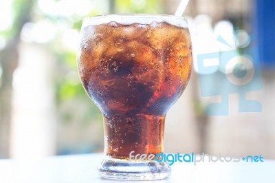 Cola With Ice Stock Photo