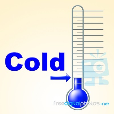 Cold Thermometer Indicates Thermostat Freeze And Freezing Stock Image