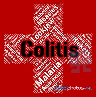 Colitis Word Represents Inflammatory Bowel Disease And Ailments Stock Image