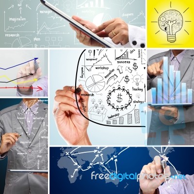 Collage Business Plan Concept Idea Stock Image