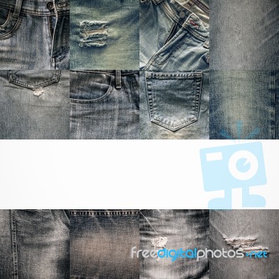 Collage Set Of Jeans Background Stock Photo