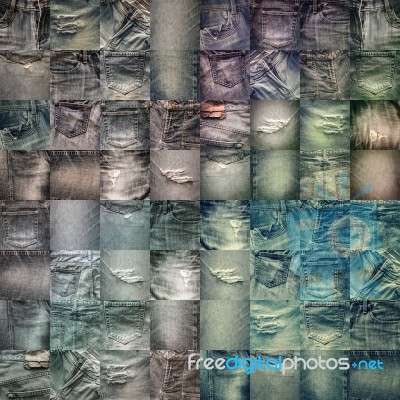 Collage Set Of Jeans Background Stock Photo