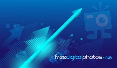 Collection Arrows Oblique Up With Business Blue Background Stock Image