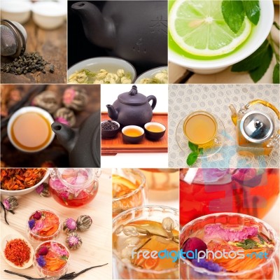 Collection Of Different Herbal Tea Infusion Collage Stock Photo Collection Of Different Herbal Tea Infusion Collage Stock Photo