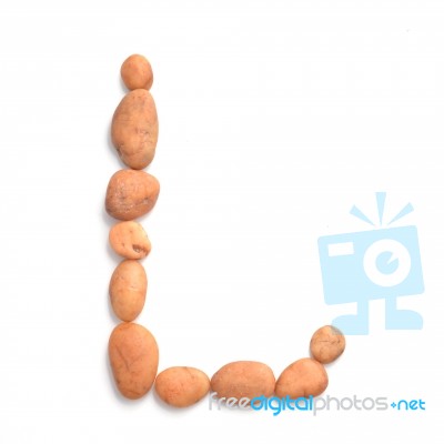 Collection Of Letters Of Ocean Stones Close-up Isolated On White Background Stock Photo