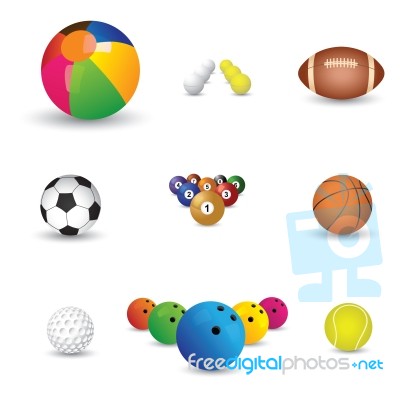 Collection Of Sports Balls Icons Stock Image
