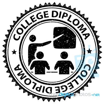 College Diploma Represents Stamp Certificates And Educate Stock Image