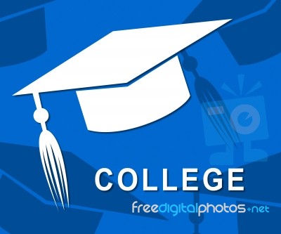 College Mortarboard Shows Study Learn And Studying Stock Image