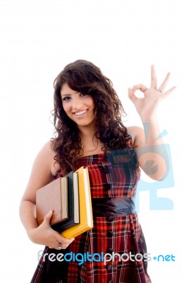College Student Showing Ok Sign Stock Photo