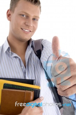 College Student Showing Thumbs Up Stock Photo