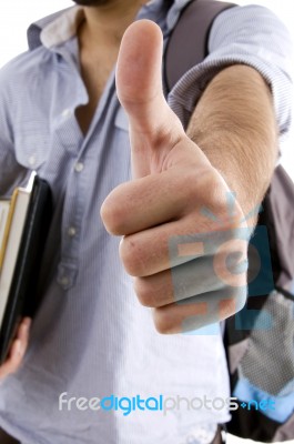 College Student With Thumbs Up Stock Photo