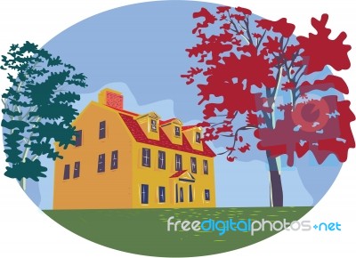 Colonial House Wpa Stock Image