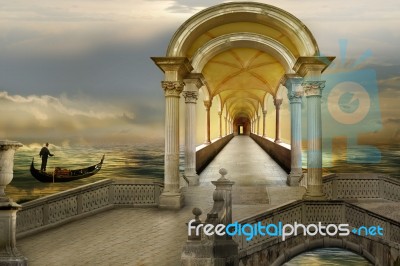 Colonnade With Arcades To Heaven Stock Image